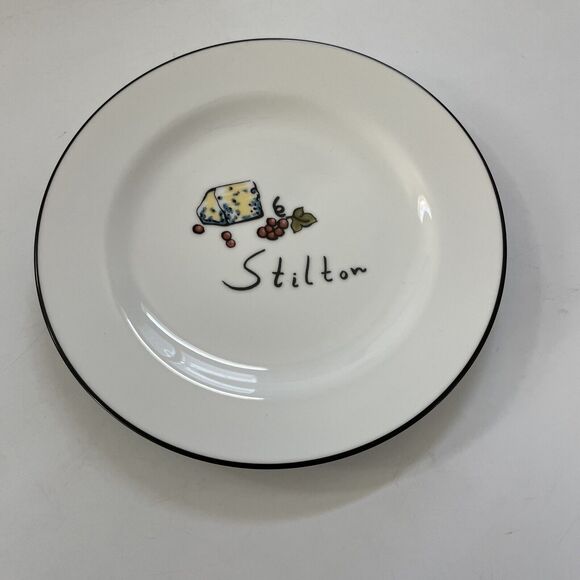 Pottery Barn Appetizer Plates Salad Set of 4 Wine & CHEESE Themed EUC MINT - Picture 6 of 10